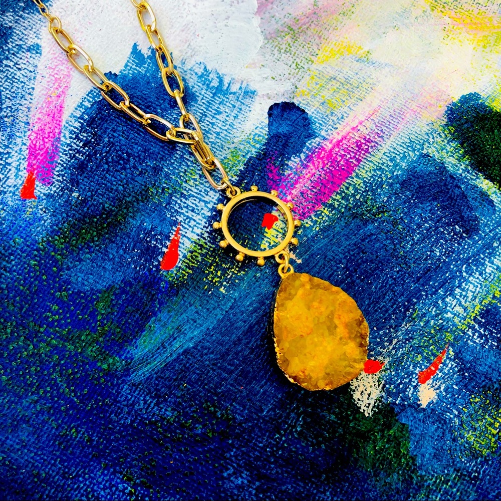 Yellow Raw Stone Pendant